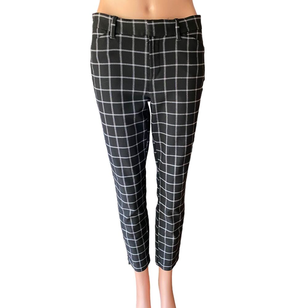 GAP Black White Signature Skinny Ankle Cropped Checked Dress Pants ~ 6